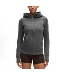 Lululemon Women's Scuba Full-Zip Hoodie Classic Hooded Jacket Fit Track Jacket Full Zip Outerwear Breathable Warm Athletic Sweatshirt With Thumbholes - 深灰色 - 查看 1