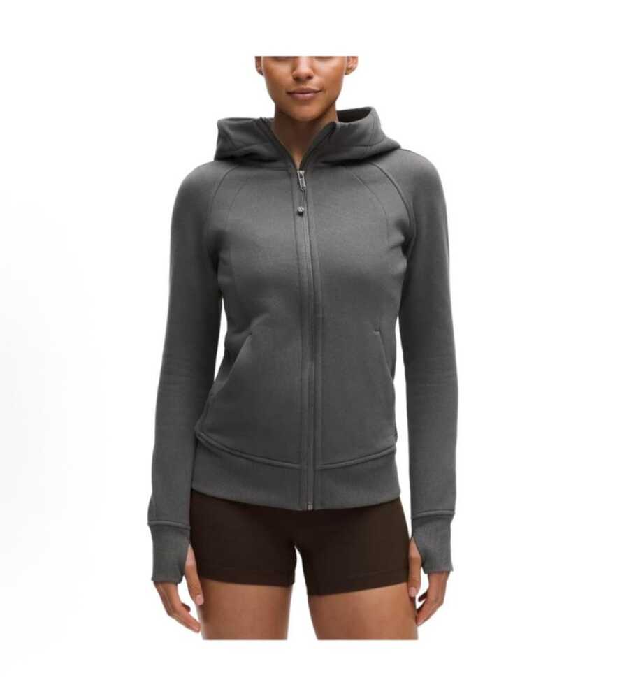 Lululemon Women's Scuba Full-Zip Hoodie Classic Hooded Jacket Fit Track Jacket Full Zip Outerwear Breathable Warm Athletic Sweatshirt With Thumbholes - 深灰色 - 查看 1