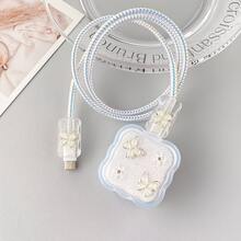 Elegant Gemstone Butterfly Design Protective Case Compatible With Apple 40W Charger, For IPhone 17 Pro Max/15, Data Cable Protector 16 - Clear - View 3
