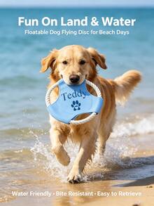 Custom Name Pet Dog Flying Disc Toy, Canvas Rope Interactive Dog Bite Resistant Pet Flying Disc Toy, Personalised Gifts Pet Dog Toy, Pet Portrait Outdoor Toy For Dog, Dog, Dogs Stuff, Dog Stuff, Cat Stuff, For Training Outdoor Fetch Play - Multicolor - View 6