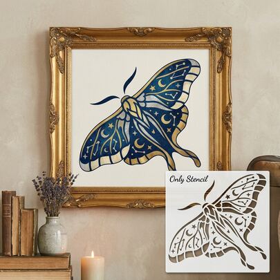 Gothic Deaths Head Moth Stencil | Mystical Skull Moth Wall Art Patterns | Occult Butterfly Painting Templates For Canvas & Fabric | Large Dark Aesthetic Spirit Decor For DIY Home Crafts, Halloween & Artistic Projects