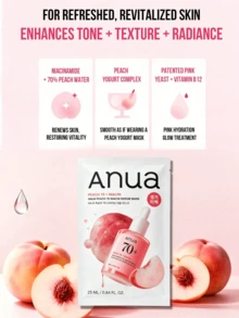ANUA PDRN 玻尿酸 100 顆珠精華面膜，提亮膚色、保濕澎潤、光澤亮麗、滋潤緊緻、彈潤肌膚，鮭魚 DNA PDRN、11 層玻尿酸複合成分、水解膠原蛋白 - 桃子菸鹼醯胺精華面膜 - 查看 4