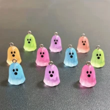 10件裝萬聖節螢光迷你小鬼樹脂吊墜，暗處發光，適用於珠寶手工製作 - 彩色 - 查看 1