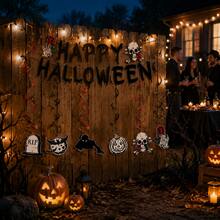 22 PCS Gothic-Style Birthday Party Decoration Banners Featuring Skull Black Strips With Vortex Patterns. Suitable For Death-Themed Events. My 20s Torn To My 20s, Emotional Horror Halloween Gothic Birthday Party Supplies. - View 4