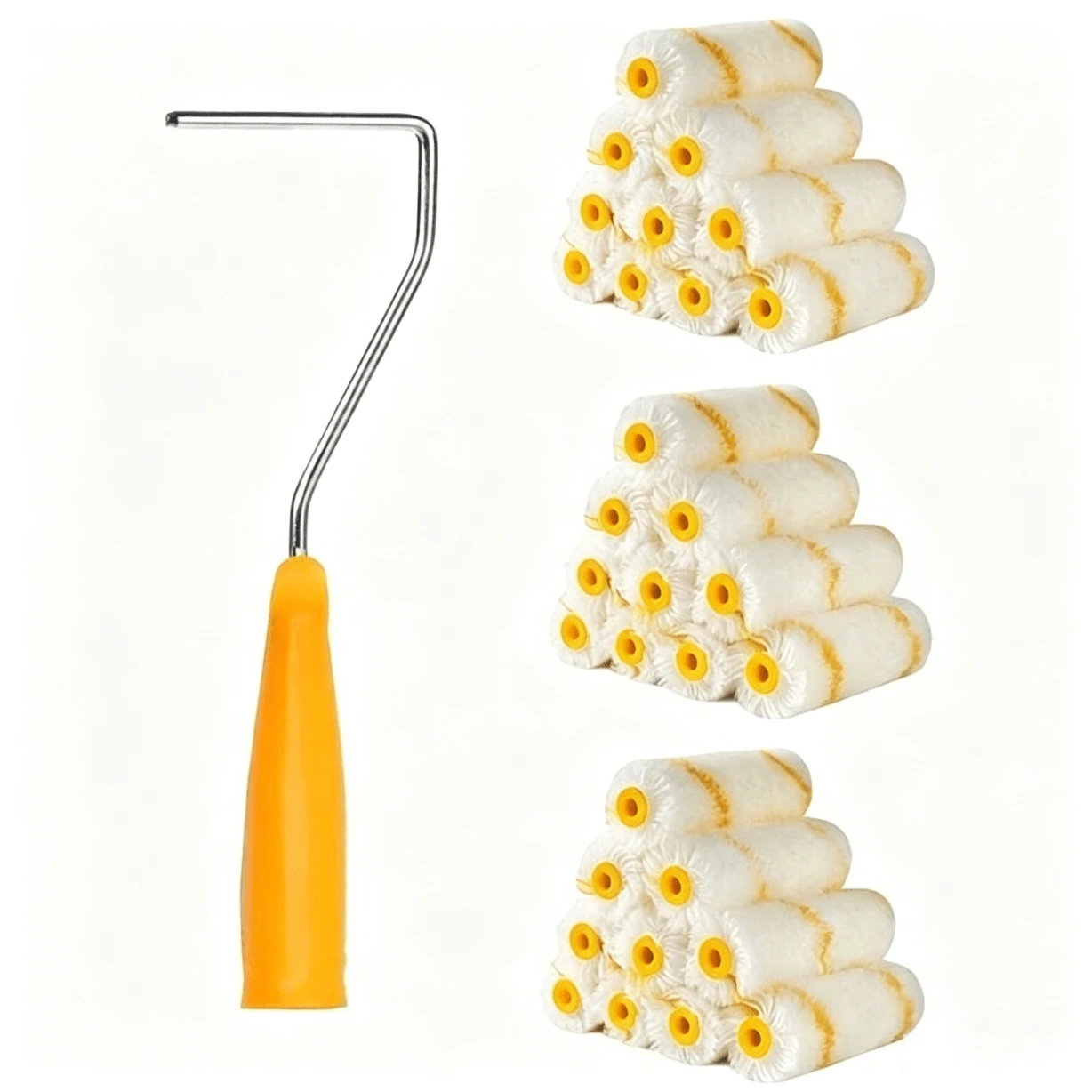 28/22/11/4/1pc, Ultra-Fine Fiber Home Paint Roller Brush Set, Non-Shedding Professional Sponge Roller Brush Set, High Absorbency Household Paint Roller Brush Set - Ultra-Fine Fiber Roller, High Absorbency Mini Fabric Roller, Lightweight Metal Handle And Ergonomic Plastic Grip, Suitable For Hotel, School, Residential, Home, Kitchen Wall, Finish, Door And Cabinet Applications.