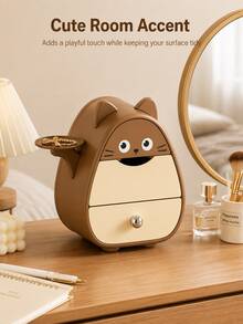 Cute Desktop Organizer With Drawer And Side Tray, Multi-Functional Storage Container For Cosmetics, Stationery And Small Items, Suitable For Room Decor - Multicolor - View 6