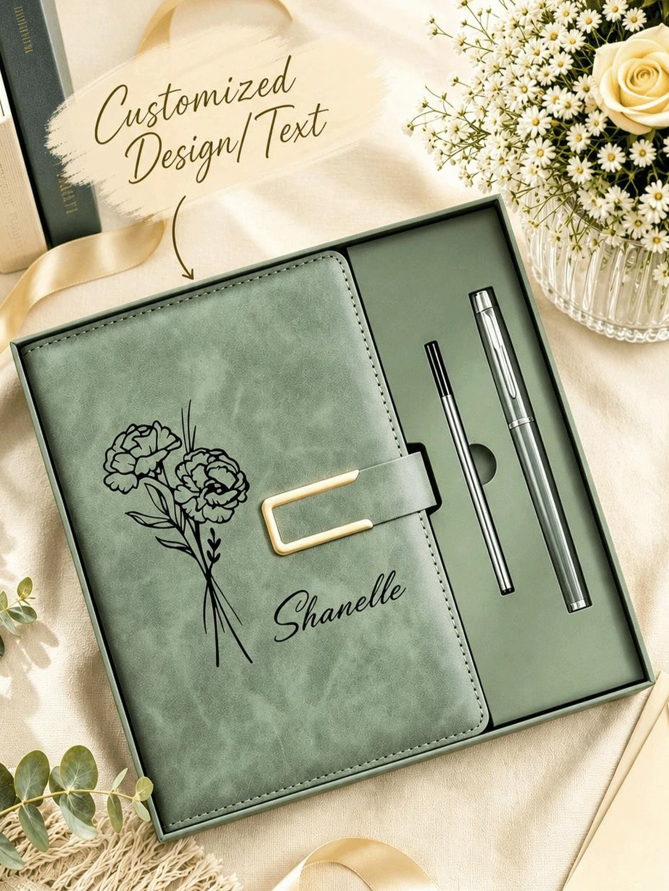 Custom Name PU Leather Travel/Teacher Notebook, Hardcover Diary, Graduation/Mother's Day Gift, School Supplies, Back To School, Multi-Functional, Modern, Cute, Vintage, Personalized Gift, Aesthetic, Journaling, Refillable - Multicolor - View 1
