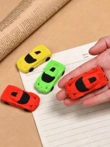 1/4/8個迷你賽車橡皮擦－亮黃色、紅色、綠色、藍色－合成橡膠鉛筆橡皮擦，適用於居家、學校、教室獎勵、獎品、禮物與趣味文具，學習用品｜亮色橡皮擦，返校季必備 - 塞車橡皮擦 - 查看 2
