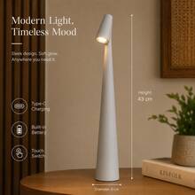 1 pieza Lámpara de escritorio LED portátil de ABS, con cable USB, diseño minimalista y delgado, atenuación táctil, carga USB, adecuada para dormitorio y oficina - luz roja blanca - Ver 24