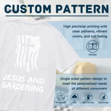 Jesus And Gardening Christian Gardening Fan T-Shirt For Women Men Cotton Short Sleeve Crew Neck Graphic Top Tee - 白色 - 查看 4