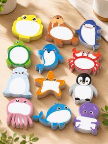 12/1 Strong Adhesive Sticky Notes, Printed With Cartoon Marine Animals, Suitable For Office Learning, Student Daily Notes, Diary And Scrapbooking. Desk Accessories, Office, School Supplies, Teacher Supplies, Classroom - one-size - View 2