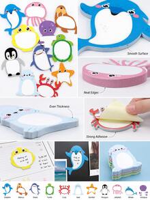 12/1 Strong Adhesive Sticky Notes, Printed With Cartoon Marine Animals, Suitable For Office Learning, Student Daily Notes, Diary And Scrapbooking. Desk Accessories, Office, School Supplies, Teacher Supplies, Classroom - one-size - View 7