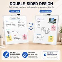 1pc Double-Sided Desktop Whiteboard With Stand, Portable Mini Dry Erase Writing Board, With Adjustable Folding Aluminum Alloy Frame And Accessories, Suitable For Office, Home, School, Classroom, Learning, Teaching, Drawing, Note-Taking, Reminder And Back To School Supplies - White - View 5