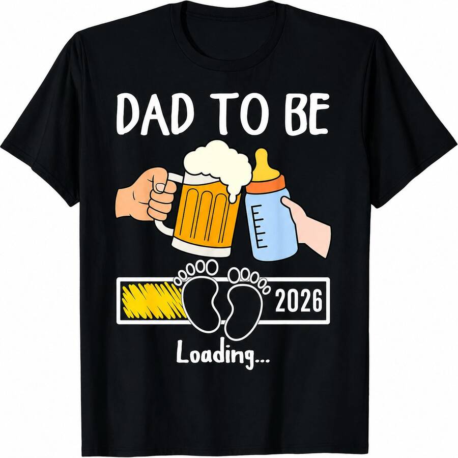 Camiseta unisex divertida para futurpadre 2026, para celebrar el ascenso a papá. - Negro - Ver 1