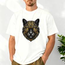 Men's Leopard Print Style T-Shirt Adult Casual - White - View 1
