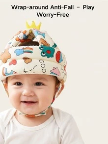 1PC Toddler Protective Cap – Comfortable & Non-Sticky Hair, Sweat-Wicking Moisture Control, Adjustable Head Circumference For Baby 0-2 Years - Multicolor - View 3