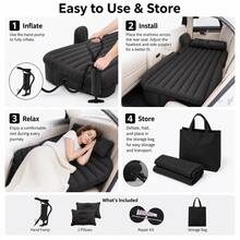 Inflatable Car Rear Seat Mattress, Thickened Foldable Portable Comfortable Sleeping Pad With Pump, 2 Pillows, Storage Bag, Patch Kit, Essential Outdoor Gear For Medium SUV, Truck, Summer Vacation, Camping, Hiking, Road Trip - Car Air Mattress - View 8