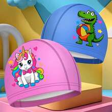 Babous Bonnet de bain en PU à motif de dessin animé, bonnet de bain en PU élastique de haute qualité, beau & mignon, choix de cadeau idéal - Multicolore - Voir 9