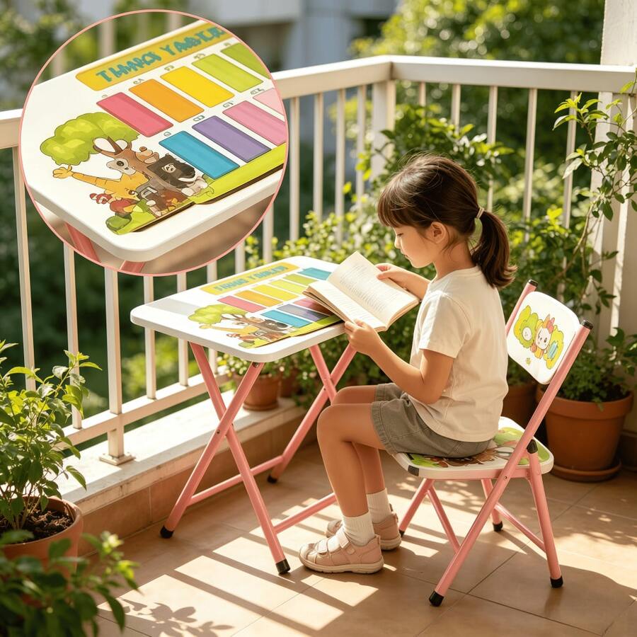Multifunctional Children's Study Desk: Combining Learning, Drawing, And Dining. The Desktop Is Waterproof And Easy To Clean, With Rounded Corners To Prevent Bumps And Knocks. Adaptable To The Developmental Needs Of Children Of Different Ages.