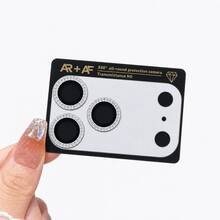 CASECOPS 銀色相機螢幕鋼化玻璃保護貼，相容 iPhone 17 Pro Max/17 Pro，9H 硬度，霧面金屬質感，超薄玻璃，附水鑽裝飾，防刮耐磨，易於安裝，防眩光，3D 立體，全螢幕相機保護，相容手機殼 - 銀色 - 查看 9