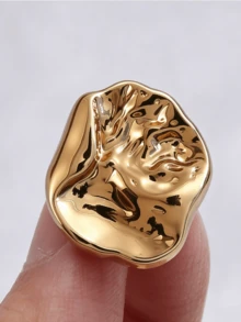 Asymmetrical Pleated Metal Coat Buttons, High Gloss Asymmetrical Embossed Mirror Gold Decorative Buttons For Trench Coats And Jackets - Irregular Metal Buckle - View 5