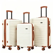 3 Pieces Set, ABS Luggage, Silent Universal Wheels, Thickened Waterproof And Wear-Resistant, Suitable For Short-Term Business Trips, Long-Distance Travel, Student Dorm Life And Other Travel Scenarios. - Multicolor - View 1