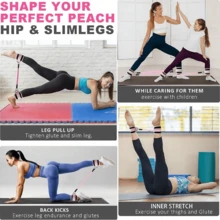 Yoga Resistance Band Set With Ankle Straps, Hip And Leg Shaping Trainer, Suitable For Home Gym Multi-Level Fitness - Pink Suit - View 2