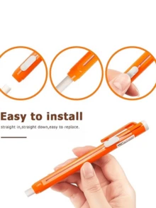 4pcs Retractable Erasers, Refillable Eraser Grips Stationery, Automatic Retractable Erasers, Suitable For School And Writing, Random Colors - Multicolor - View 4
