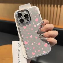 Funda para teléfono: Baño de burbujas con corazón, compatible con 11/12/13/14/15/16/PLUS/PRO/PRO/16E/17AIR/17PRO/17/17PRO S26 S25 S24 S23////MOTO.Una excelente opción para regalar - Plateado - Ver 5