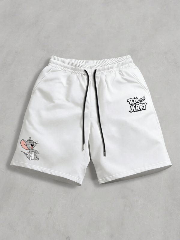 Strevion TOM & JERRY Men's Loose Cat & Mouse Graphic Print Letter Casual Sports Shorts, Summer