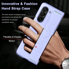 Phone Case With Retractable Wrist Strap For Samsung Galaxy Z FOLD3/FOLD4/FOLD5/FOLD6/FOLD7/FOLD8/FOLD8Ultra/W26, Minimalist Solid Color, Comfortable Touch, Fashionable Versatile Design - Light Purple - View 4