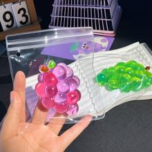 1個仿真透明葡萄串捏捏玩具，亮面水果果凍感壓力球，柔軟可拉伸TPR葡萄造型紓壓手玩具，夏季水果可愛桌面裝飾玩具 - 彩色 - 查看 8