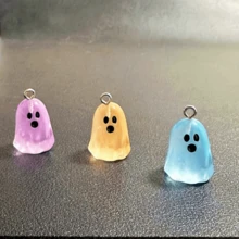 10件裝萬聖節螢光迷你小鬼樹脂吊墜，暗處發光，適用於珠寶手工製作 - 彩色 - 查看 7