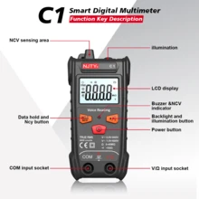 4000 Counts Digital Multimeter Smart Tester With Voice Broadcast, Auto-Ranging, NCV, Voltage Measurement, Resistance, Continuity Test, Data Hold, Backlight LCD And Flashlight, Suitable For Automotive, Electrical, HVAC, DIY And Home Renovation - Black - View 7