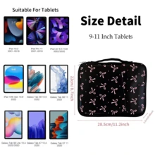Bow Tablet Sleeve Carrying Case With Handle, Padded Protective Travel Bag For IPad , Kindle , Compatible With Samsung Galaxy And Android Tablets. - Black - View 6