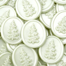 20pcs/Pack 3D Pine Tree Pattern Wax Seal Stickers, Self-Adhesive Gift Wedding Invitation Envelope Seal Stickers, Light Green - 3D Pine Tree - Light Green - View 1