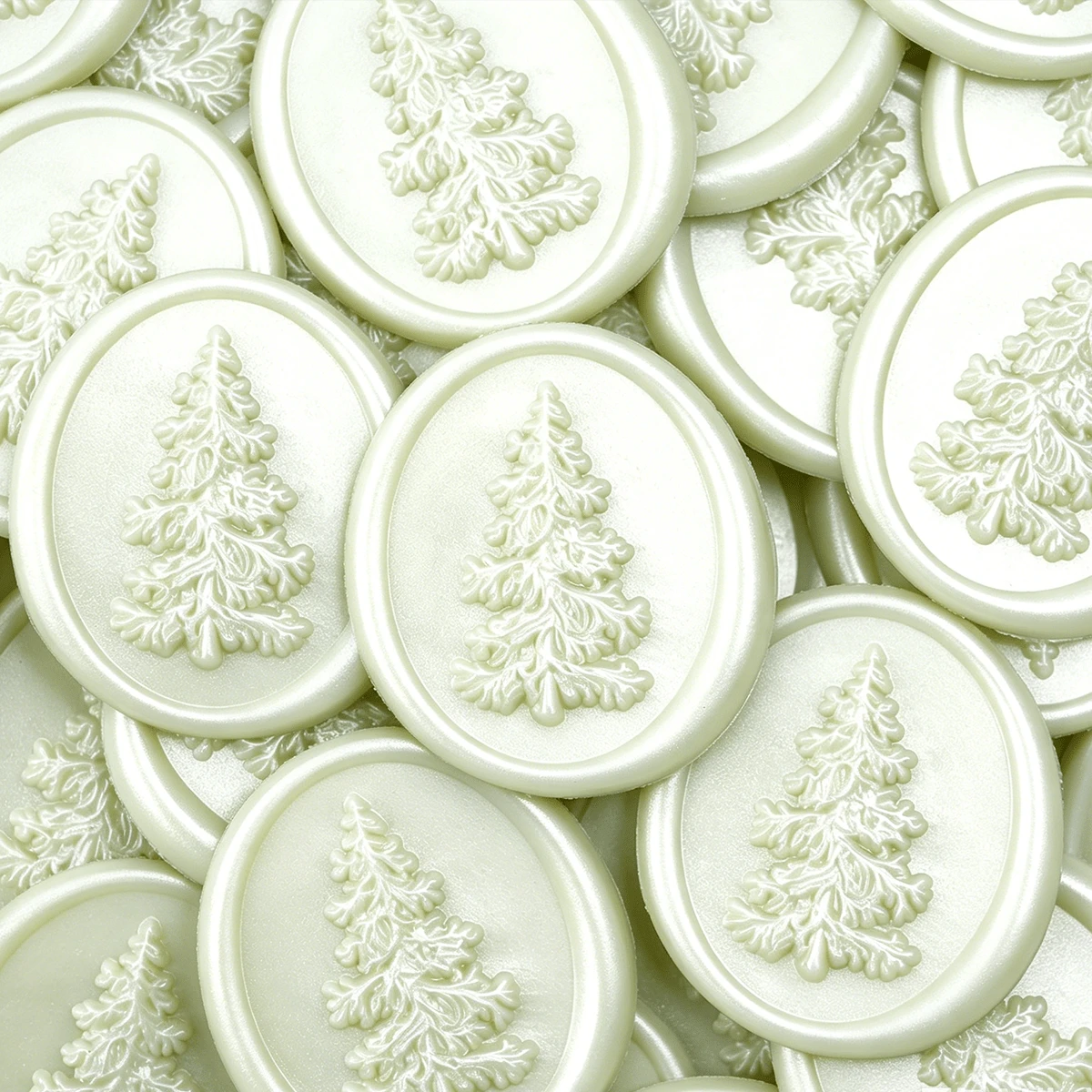 20pcs/Pack 3D Pine Tree Pattern Wax Seal Stickers, Self-Adhesive Gift Wedding Invitation Envelope Seal Stickers, Light Green - 3D Pine Tree - Light Green - View 1