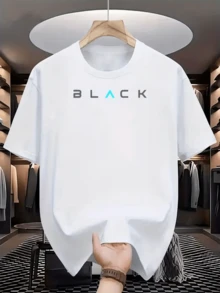 A Word That Highlights Strength And Confidence In Understated Tones With Modern Blue Lettering That Symbolizes Energy And Elegance. A Comfortable, Modern, Casual Men's T-Shirt For Everyday Wear. - 白色 - 查看 1