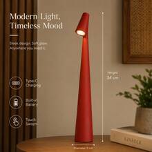 1 pieza Lámpara de escritorio LED portátil de ABS, con cable USB, diseño minimalista y delgado, atenuación táctil, carga USB, adecuada para dormitorio y oficina - luz roja blanca - Ver 20