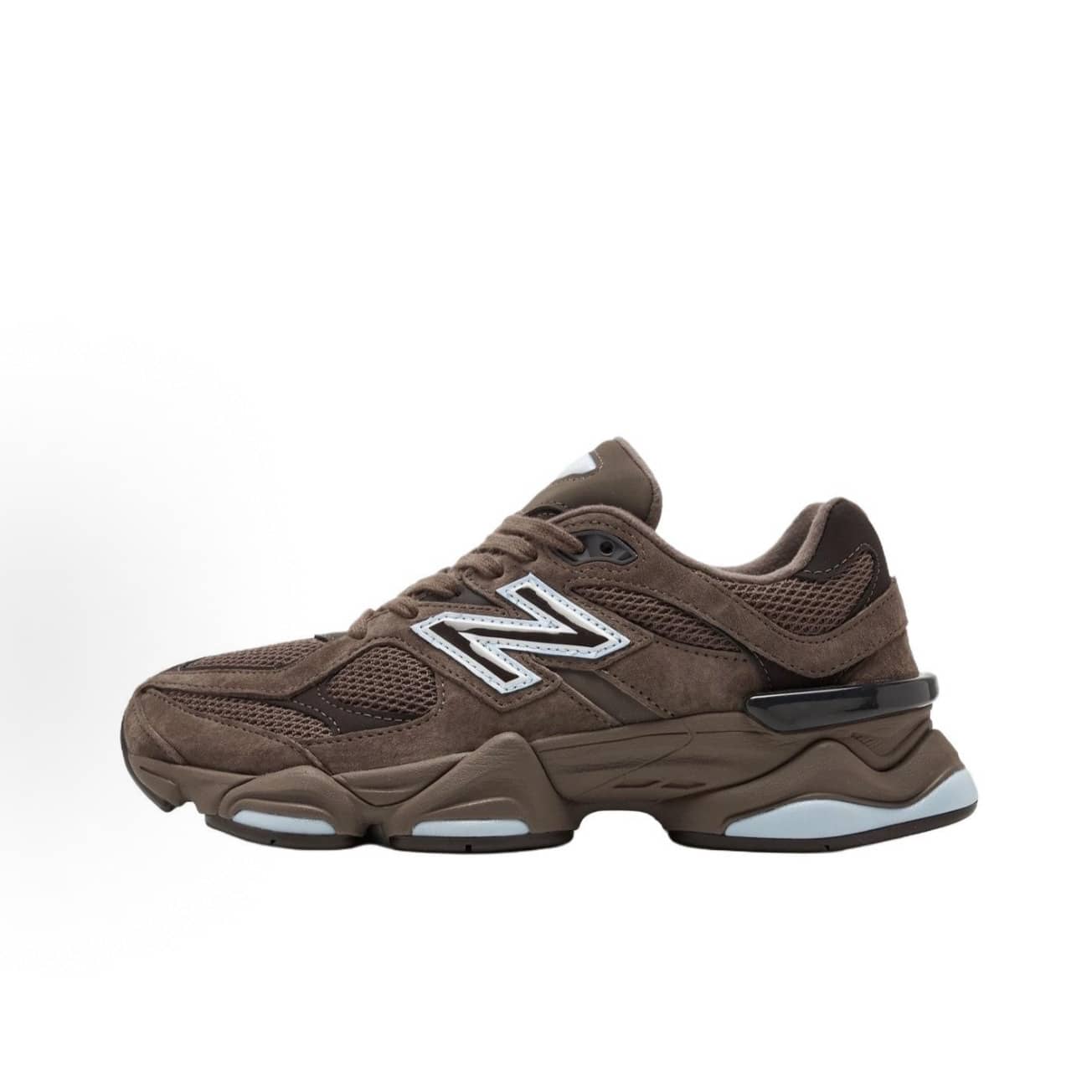 New Balance 9060 - Rain Cloud Grey, Sea Salt & Black Castlerock | Viral 2026 Chunky Platform Sneakers | Premium Suede & Mesh Breathable Trainers | Comfortable ABZORB Midsole Dad Shoes | Authentic Unisex High-Fashion Footwear - 深棕色 - 查看 1