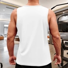 Camiseta sin mangas para hombre con estampado de letras y camuflaje, corte regular, informal, con diseño gráfico, para verano, top para uso diario, ropa masculina. - Blanco - Ver 4