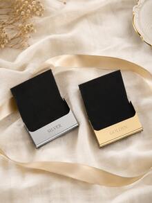 Personalized Fabric Texture Business Card Holder, Metal Gold/Silver Ultra-Thin Pocket Card Case, Custom Engraved Name Business Card Organizer, Professional Office Card Holder For Men And Women, Gift - Fabric Business Card Holder - View 3