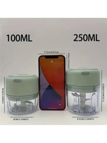 SOKANY 迷你電動大蒜切碎機，迷你食物處理機，電動大蒜切碎機。USB充電式，600 mAh，23W高功率，快速切碎速度，三刀片切割。非常適合切碎大蒜、辣椒、肉類和其他食材！ - 綠色 - 查看 9