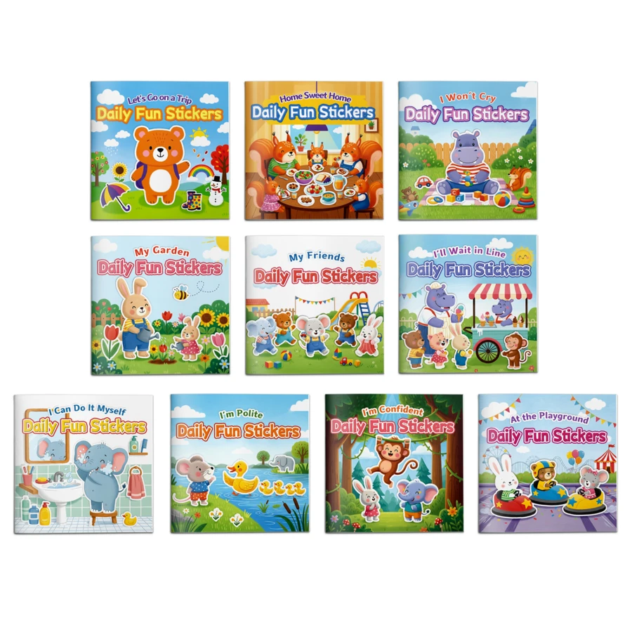Libro de actividades con pegatinas divertidas diarias, juego de pegatinas de escenas lindas con personajes y objetos para mezclar y combinar, juegos de completar imágenes y emparejar para potenciar la creatividad, la concentración y la observación, perfecto para jugar en casa, tiempo de viaje y actividades en el aula - Cuaderno de aprendizaje con pegatinas temáticas - Ver 1