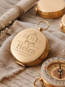 Personalized Engraved Compass With Custom Name, Best Man Proposal Gift, Groomsmen Wedding Favor, Customizable Compass With Engraved Wooden Gift Box. - Multicolor Compass - View 3