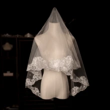 1pc Cathedral Lace Bridal Veil Single Layer, Comb Waist Length, Suitable For Waltz Wedding Photography Wedding Registration Photo Accessory - Milky White - View 6