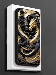 1件時尚雙龍對決保護殼 黑色 TPU 軟殼 耐磨防震 全包覆 相容於 Honor Galaxy A04e/A05s/A13/A14/A15/A34/A35/A50/A52/A53/A54/S21/S22/S23/S24/S25/S25Ultra/S25 FE/S26/S26PLUS/S26ULTRA/S26 EDGE/ 6A/7A/8A/ 12T/13T/14T - 黑色 - 查看 6