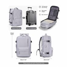 Large‑Capacity 43*30*20cm Waterproof Backpack With Shoe Pocket, Dry‑Wet Separation, Laptop Sleeve And USB Port. Available In Five Tones. Sleek‑Styled - Grey - View 3