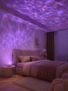 1pc [Water Ripple Projection Light] Square Transparent Textured Atmosphere Lamp, Colorful Ocean Wave Projection Effect | Suitable For Bedroom, Living Room, Birthday Party, Room Decoration | USB Powered - Cylindrical - View 9