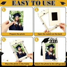 2026 Graduation Photo Frame Wooden Picture Frame With Graduation Cap Tassel Desktop Standing Fridge Magnet Keepsake Graduation Party Decoration Graduate Gift Suitable For University High School Senior Students Congratulations Souvenir Party Favor Table Centerpiece - Decorate - View 9